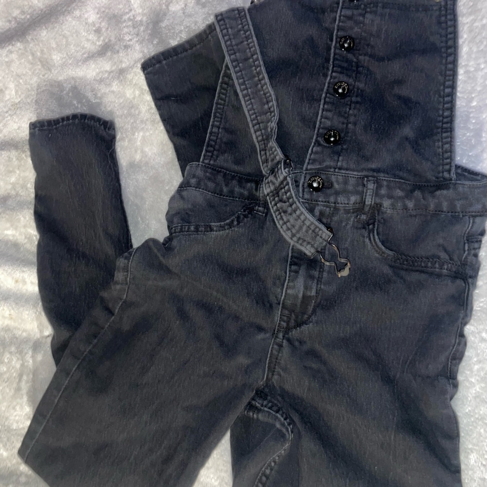 Women's Black Denim Overalls